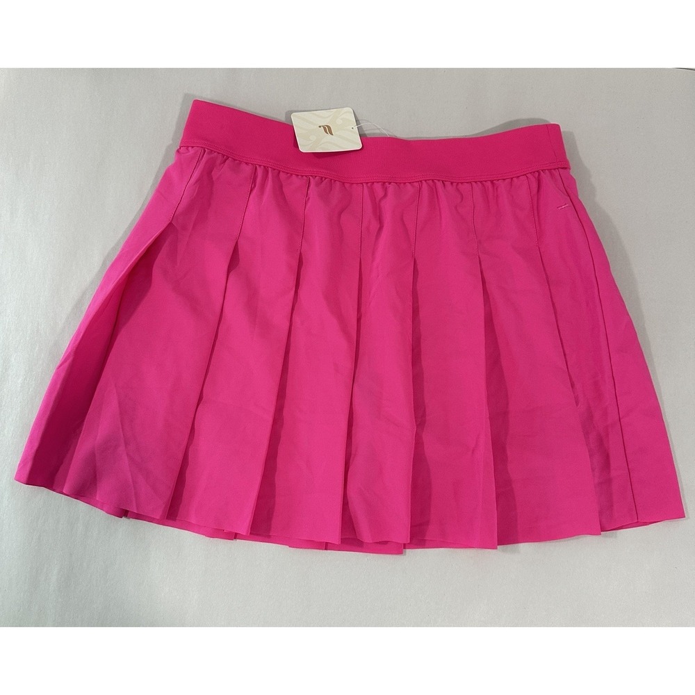 Fabletics Women's Hot Shot Pleated Classic Mini Skirt Sz L Skort Miami Pink Neon